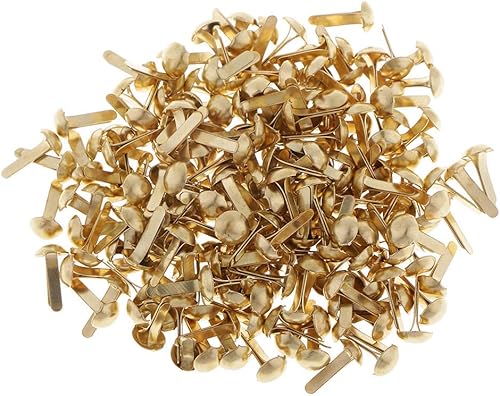 200 pièces 4.5mm tête Ronde épingles Fendues métal Brads Attache Papier Brad décoratif pour Scrapbooking Bricolage Artisanat décoration - Or Haut Conception Durable - Nail Gallerys