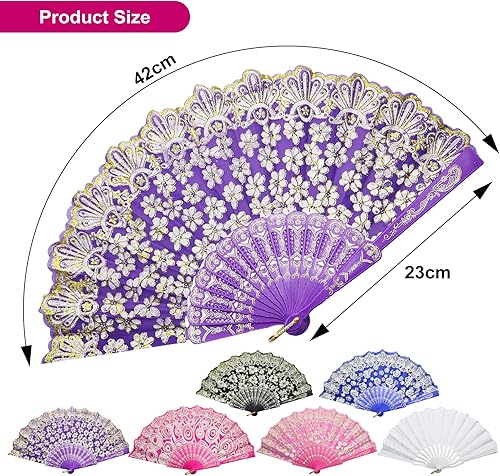 HOMEJOY Lot de 6 éventails pliables en plastique pour femme - Style vintage chinois - Pour mariage, anniversaire, fête, anniversaire d'enfant - Accessoires photo - Nail Gallerys