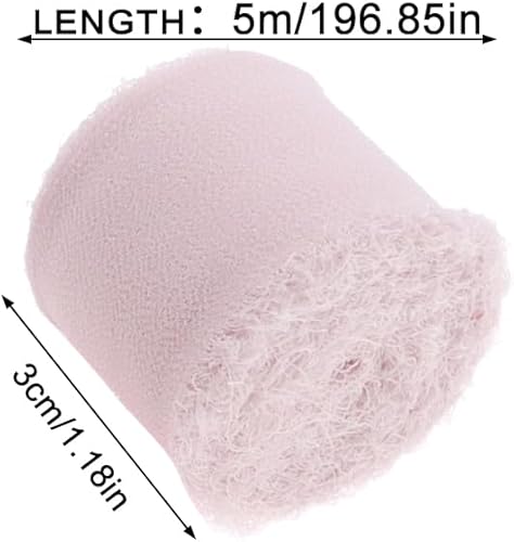 wocpvm Ruban en mousseline de soie à franges - 3 couleurs - Blanc, Rose et Vert Clair - 3 cm x 5 m - Mariage, Fête d'Anniversaire, Noël, Autres festivals - Nail Gallerys