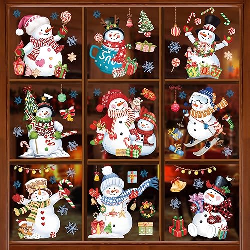 Wondever Stickers Fenêtre Père Noël et Renne - Autocollants Electrostatiques Anti-Collision pour Maison - Décoration de Noël pour Vitre et Fenêtre - Arbre de Noël Bleu - Nail Gallerys