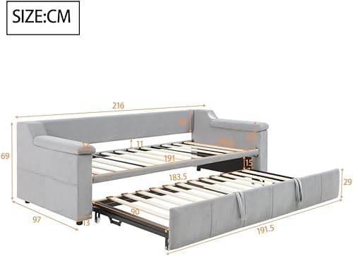 Canapé lit rembourré 90/180*190 avec port de charge USB,canape lit 2 places convertible,accoudoirs plus épais,système audio Bluetooth intelligent,compartiment de rangement,tissu velours,gris (Grey B) - Nail Gallerys