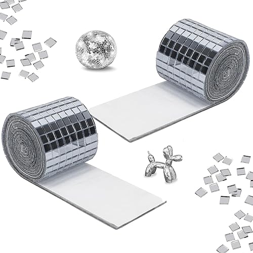 Lot de 2 rouleaux de 2928 mini miroirs, mosaïques, discothèques, carrés, autocollants, mosaïques, 4 x 4 mm, pour karaoké, maison - Nail Gallerys