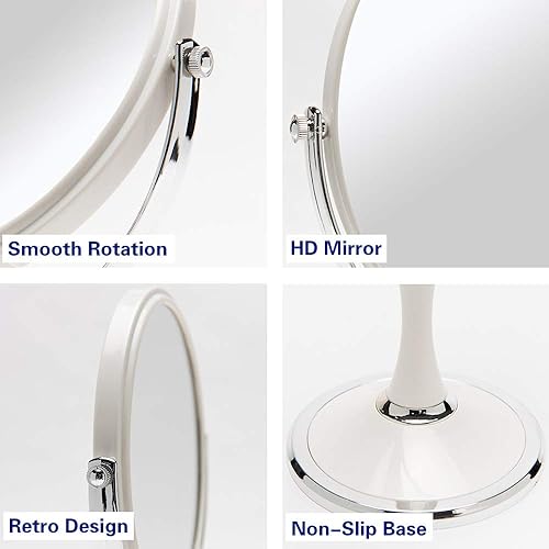 YEAKE Miroir de table vintage avec support 20,3 cm, pivotant double face, grossissement x1/3x, miroir de bureau style argent, 33 cm de hauteur (ovale) - Nail Gallerys