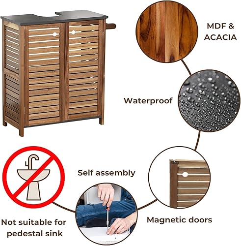 Tendance Meuble sous lavabo 2 Portes en Acacia - Nail Gallerys