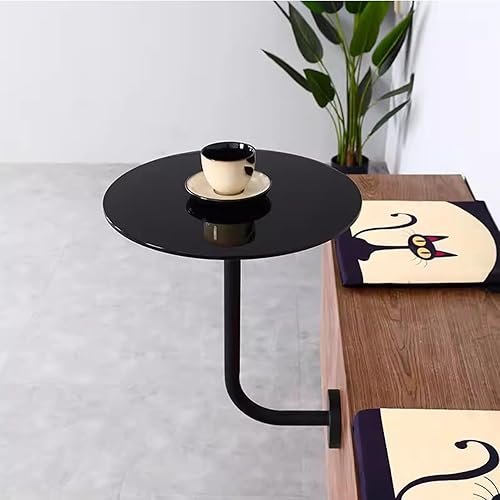 TWHZSAI Table d'appoint Ronde, Petite Table de Bar d'intérieur et d'extérieur, Table de Chevet en métal Noir pour Salon, Chambre à Coucher, Table de canapé, Table de Chevet d'appoint Moderne (Taille - Nail Gallerys