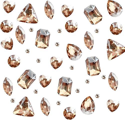 Riceel 236 Pcs Rhinestone Sewing Glass, Strass en Verre de Formes Mixtes pour Vêtements Chaussures Sacs Décorations - Nail Gallerys