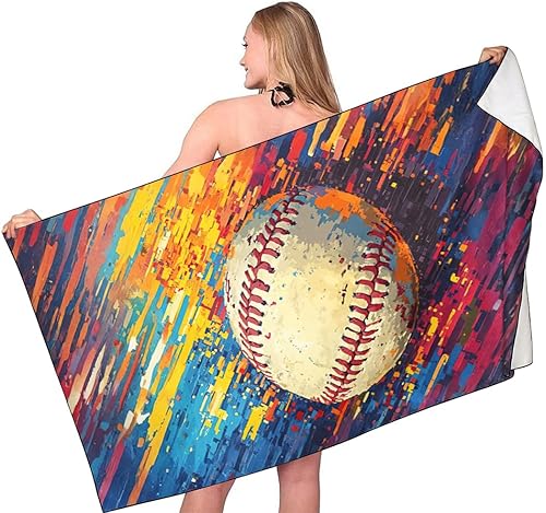 Violetpos Serviette de plage Fond coloré Baseball 90 x 180 cm Serviette de bain à séchage rapide Serviette de plage Serviette de plage Grande serviette de bain Portable Serviette légère et fine - Nail Gallerys