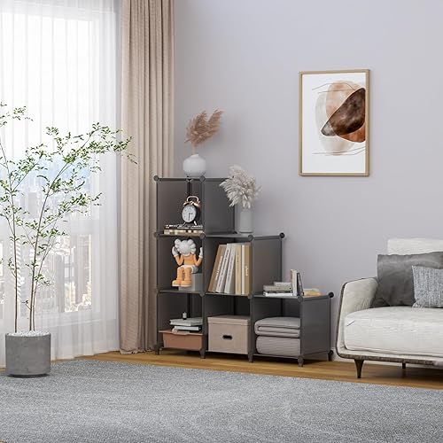 FUNLAX Cube de Rangement 6 Compartiments, étagère de Rangement système modulaire étagère Rangement Convient pour Salon Porche Salle de Bain Armoire Chambre - Gris ZWJ06G - Nail Gallerys