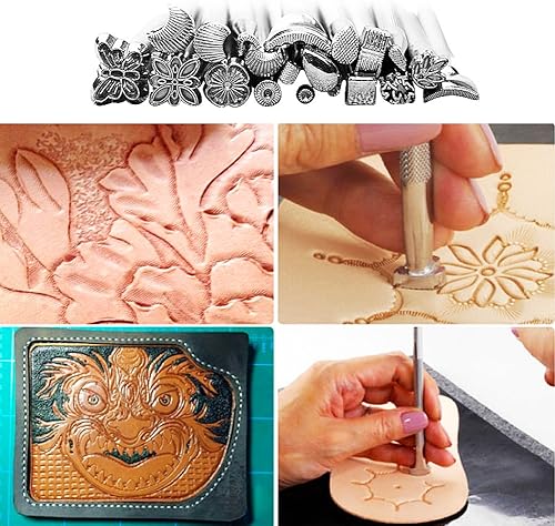 20pcs Sculpture Outil de Cuir Timbres pour DIY Les Artisanat Manuel Métal Bricolage Modelage Maroquinerie des Estampes Outils du Cuir, sur Travailler Selle Faire Set (20pcs Outil) - Nail Gallerys