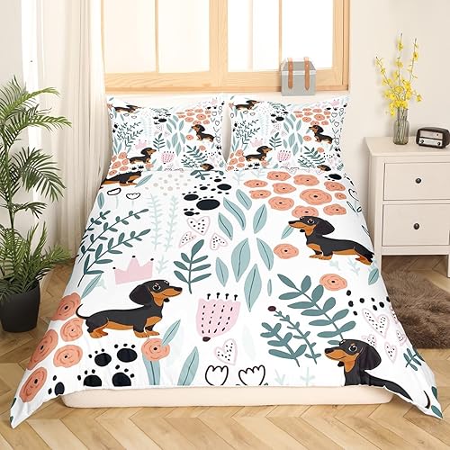 Homewish Parure de Lit 220x240 Enfant Fille Lapin, Housse de Couette Lapin de Dessin Animé, Ensemble de Literie Mignonne Fleur en Forme de Coeur d'amour, Couvre Lit Animaux À Pattes, Doux - Nail Gallerys