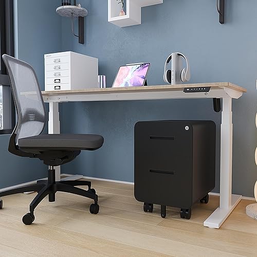 BISLEY Caisson à roulettes EasyRoll : avec 1 tiroir et 1 tiroir de Rangement Suspendu/Meuble de Bureau Noir/Chariot à roulettes. Dimensions (H x l x P) : 500 x 400 x 500 mm. Utilisation pour Bureau, - Nail Gallerys