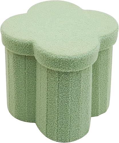 Rebecca Mobili Pouf pour Chambre d'enfant, Pouf de Rangement, Blanc, Tissu Polyester MDF, en Forme de Nuage, avec Couvercle, Pliable - Dimensions HxLxP: 40 x 40 x 40 cm - Art. RE7063 - Nail Gallerys