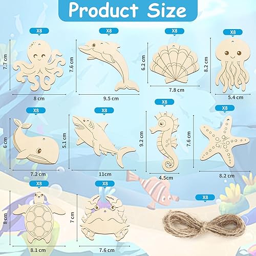 Disques en Bois d'animaux Marins 21pcs Embellissements d'animaux marins en Bois,Animaux de Mer en Bois Pièces pour Décoration Scrapbooking Artisanat Bricolage Activité Manuelle Enfant Adulte (Océan) - Nail Gallerys