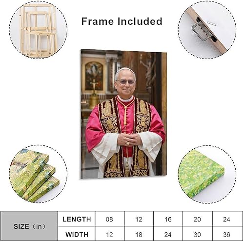 Poster du pape Léon XIV de Robert Prevost (6) - Impression sur toile - Art mural - Poster photo - Décoration de chambre - 20 x 30 cm - Nail Gallerys