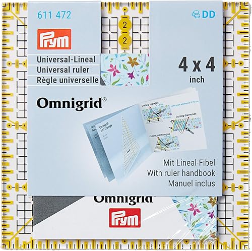 Prym 611472 Règle Universelle, 4x4 Pouces quadrillage, Plastique, Transparent, 4 x 4 inch - Nail Gallerys