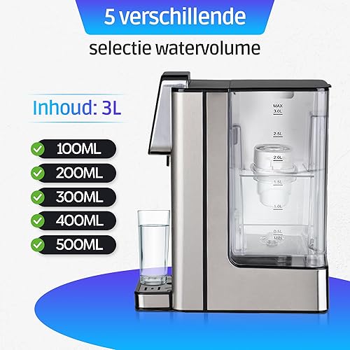 Cuisine King CuisineKing Distributeur d'eau chaude 3.0L - Touch Display - Distributeur d'eau chaude - 2600W - Bouilloire instantanée - Robinet d'eau chaude - Filtre inclus CK02JST23 - Nail Gallerys