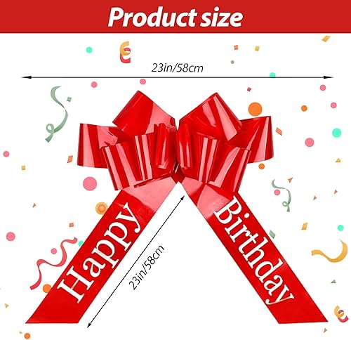 Gros Noeud Cadeau Voiture - 1 Pièce Happy Birthday Grand Nœud Rouge Géant 23 Pouces Réutilisable Déco Voiture Mariage, Ruban Voiture Cadeau, Gros Noeud Cadeau pour Voiture Vélo Noël - Nail Gallerys