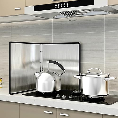 Protection Anti-éClaboussures Pliable，Protecteur D'écran Splatter En Acier Inoxydable, Protection Pour La Cuisine Et Plaque De Cuisson,Pour Cuisine, Cuisine Et Friture,4 Côtés ( Color : Silver , Size - Nail Gallerys