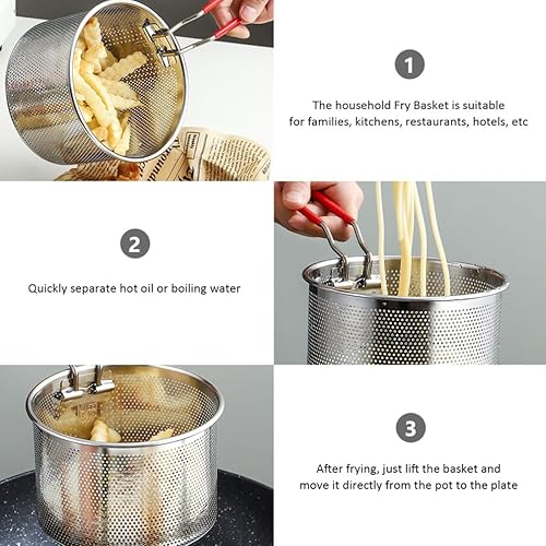Panier À Friture Acier Inoxydable Panier Profond Pour Frites Avec Poignée Détachable Ustensile De Cuisine Pour Chips Légumes Viandes Compatible Avec Friteuses Et Casseroles - Nail Gallerys