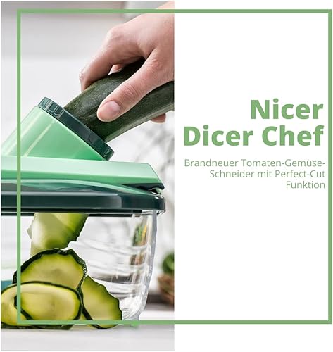 Genius Mandoline Nicer Dicer Chef 18 en 1 Multifunction Professionelle - Coupe-légumes avec bol en verre et coupe-tomates légumes | dés, bâtonnets, tranches, spirales, julienne - Nail Gallerys
