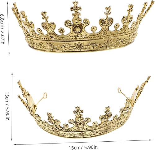 BESTYASH diadème vintage Couronnes pour les femmes couronne pour hommes couronne masculine hommes de la couronne costume de roi pour hommes couronnes d'or diadème d'or Métal Doré - Nail Gallerys