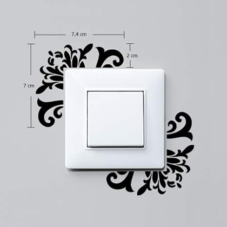 Sticker Interrupteur - Ornement Floral - Aspect Brillant Noir - Nail Gallerys