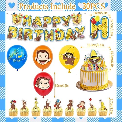 42PCS Monkeys Décoration de Fête, Singe Fournitures de Fête D'anniversaire, Joyeux Anniversaire Bannière Ballon Cupcake Topper pour Anniversaire Fournitures pour Enfant Fille - Nail Gallerys