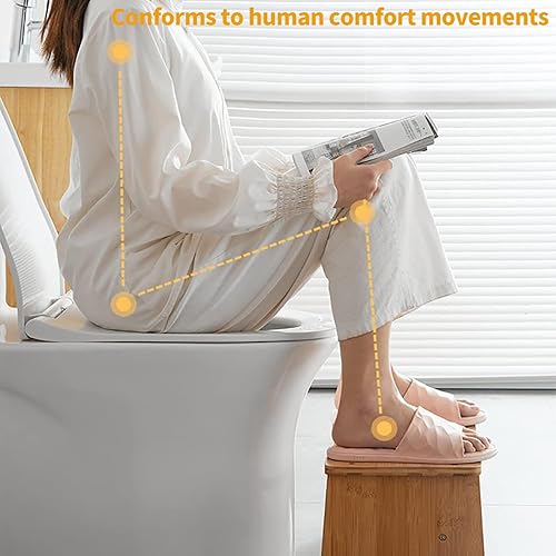 Tabouret de toilette, pliable, en bambou, pour adulte, avec découpe de poignée, tabouret WC, stable, pour adultes, petit repose-pieds, 39 x 20 x 17 cm - Nail Gallerys