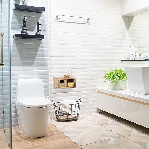 Relaxdays Etagere 4 cubes rangement panier amovible corbeille bois noyer couloir chambre cuisine montage mural, nature 18x61.5x16 cm - Nail Gallerys