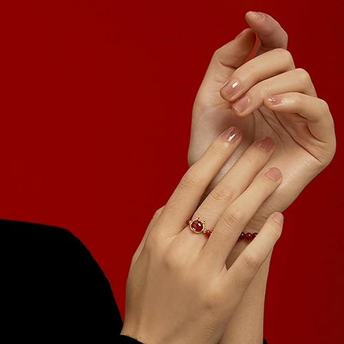 Bague réglable en perles de dragon inspirée de l'agate rouge empilable pour femme, accessoire symbolique - Nail Gallerys