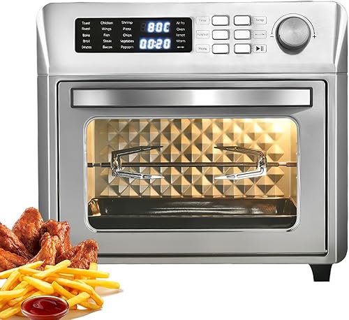 JDKJAG 26L Air Fryer Oven, 10 In 1 Multifonction Air Fryers, Mini Electrique Fryer, Inox Air Fryer, Porte à Double Vitrage/Cuisson à 360°, 10 PréRéGlages De Cuisson, Friteuse Et Four CombinéS - Nail Gallerys