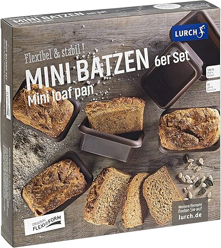 Lurch 85078 Set de 6 petits moules à pain FlexiForm Mini Batzen en silicone platiné 100 % sans BPA, marron, 9,1 x 5,6 x 3,9 cm - Nail Gallerys