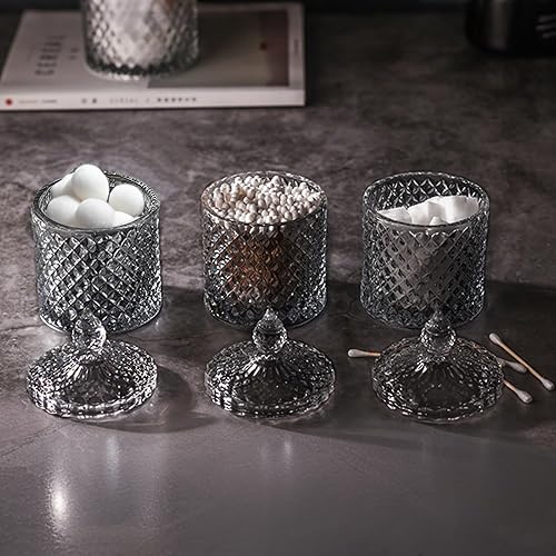 MengCat Lot de 2 boîtes de Rangement en Verre Transparent pour Boules de Coton et Cotons-tiges, pour comptoir de Salle de Bain, avec Couvercle, Support pour Maquillage, sels de Bain, 250 ML - Nail Gallerys