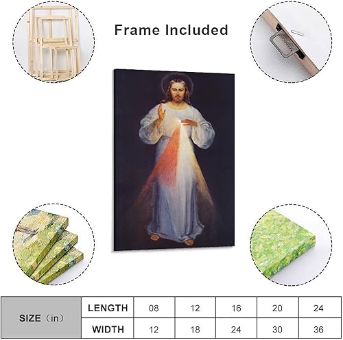 Impression sur toile de Jésus-Christ Divina Misericordia - Art mural décoratif moderne pour la maison - 20 x 30 cm - Nail Gallerys