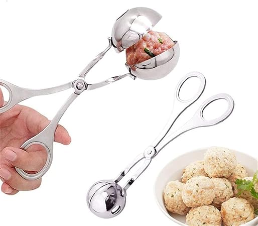 Pince de cuisine pour la cuisson de boulettes de viande en acier inoxydable, pince à boulettes de viande, pince à épiler (argent, taille unique) - Nail Gallerys