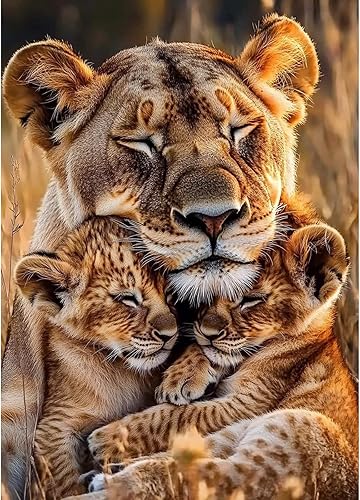 MAXBYE Diamond Painting Kits pour Adulte, 5D Lions Peinture Diamant Complet Kits pour Débutant, Gemme Point de Croix Crystal Crafts Home Wall Decor Cadeaux 12x16 Inch - Nail Gallerys