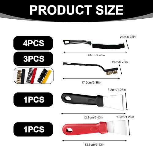 9 Pieces Brosse de Nettoyage des Interstices, Brosses de Nettoyeur de Crevasses à Détails Brosse multifonctionnelle à Poils Rigides avec 1 Grattoir Nettoyage pour Groove Gap et Saleté dans Crevasses - Nail Gallerys