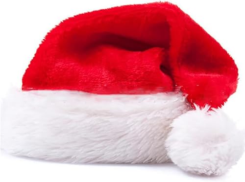 OAIEU Unisexe Doux En Peluche Épaissir Chapeau De Noël Confort Bonnets De Père Noël Chapeau Fournitures De Fête De Vacances (Rouge) - Nail Gallerys