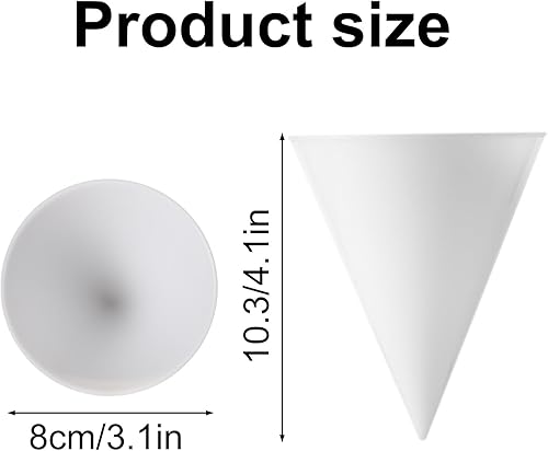 Lot de 8 Gobelets à Cône de Neige Réutilisables, 10,3 x 8 cm en Plastique Blanc pour Glace Pilée Sirop de Glace Pilée Jus Compatibles avec la Machine à Cône de Neige Nostalgia et Cuisinart - Nail Gallerys