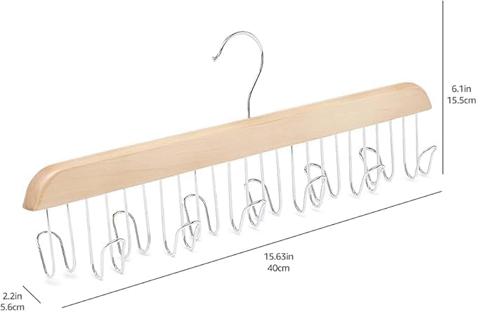 Lot de 2 cintres de ceinture pour placard, porte-ceinture en bois robuste avec 8 crochets, organiseur de ceinture en bois pour placard, économise de l'espace, porte-soutien-gorge, support rotatif à - Nail Gallerys