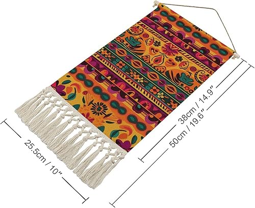 GHENBLT Tapisserie murale verticale bohème mexicaine avec pompon, esthétique, tenture murale, vintage, longue tapisserie, drôle - Nail Gallerys