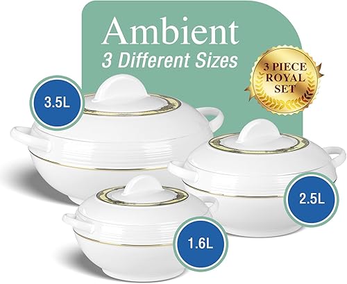 Tmvel Ambiente Lot de casseroles isothermes 1,2, 1,6 et 2,5 l (blanc) - Nail Gallerys