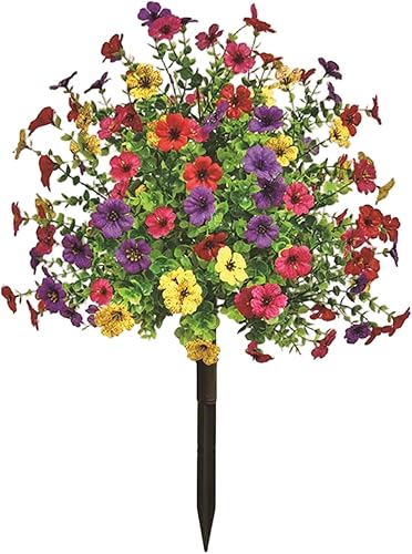 Fleurs artificielles pour le plein air, 24 pouces résistantes aux UV colorées Fleur artificielle avec pieu, fausse fleur de printemps pour la maison de jardinière Planter Patio Yard décorations - Nail Gallerys