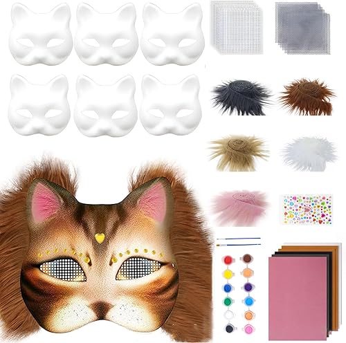 6 Pièces Masque Chat, Masques De Chat En Papier, Masque Therian, Therian Mask, Ensemble De Masque De Chat DIY, Therian Kit De Masque, Masques Thérien Chat Kit - Nail Gallerys