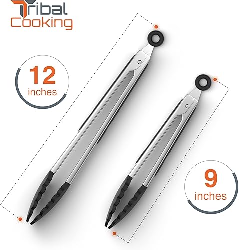 Thapncow Lot de 2 pinces de cuisine résistante à la chaleur, Pince Cuisine Professionnel, Pince Cuisine Silicone, En acier inoxydable épais et embouts en silicone sans BPA, Noir - Nail Gallerys