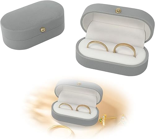 Boîte à Alliance Mariage- Porte-Alliance Grise Légère & Lisse Artisanale - Avec Coussin pour Proposition, Mariage & Stockage Quotidien - Nail Gallerys