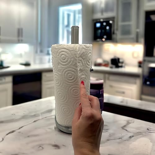 Porte-rouleau d'essuie-tout en acier inoxydable - 32 x 15 cm - Support pour rouleau d'essuie-tout - Argenté - Pour plan de travail - Nail Gallerys