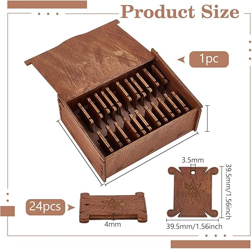 BENECREAT Boîte de Rangement de Fil de Broderie en Bois avec Bobines Outil de Rangement pour Cordon, Fil de Broderie et Artisanat de Couture, 39.5x39.5x4mm - Nail Gallerys