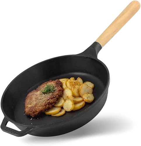 (28 (EU)) - Saute Pan Cast Iron Frying Pan with Removable Handle Diameter 24, 26, 28 cm. Hone 58 and 6.6 cm., black, 28 (EU) - Nail Gallerys