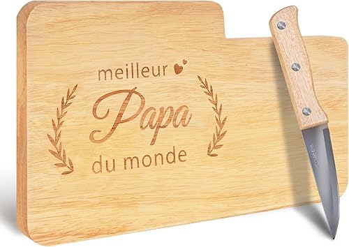 Cadeau Papa, Cadeau Fete Des Peres Idee, Planche à Découper en Bambou Gravée“ meilleur papa du monde” et Couteau, Cadeau Fête des Pères pour Papa,Idee Cadeaux Pere, Cadeau Anniversaire Papa - Nail Gallerys